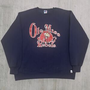 90s Russel colonel Reb ole Miss rebels navy sweatshirt